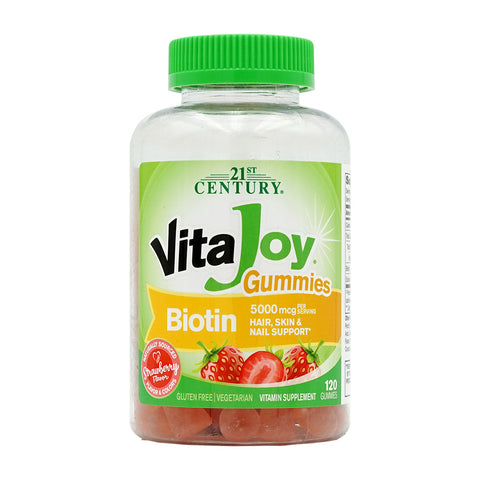 21世紀CENTURY_VitaJoyグミ ビオチン 5000mcg ストロベリー味、120グミ