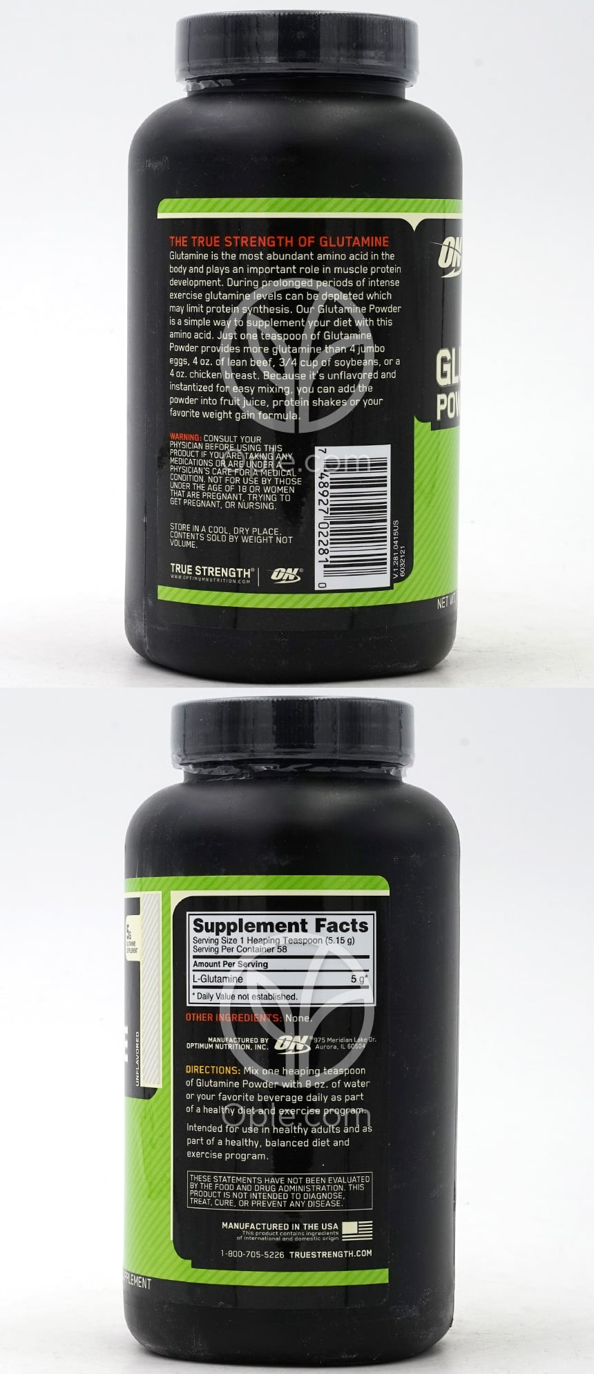 Optimum Nutrition_グルタミンパウダー 無味、300g — 후면