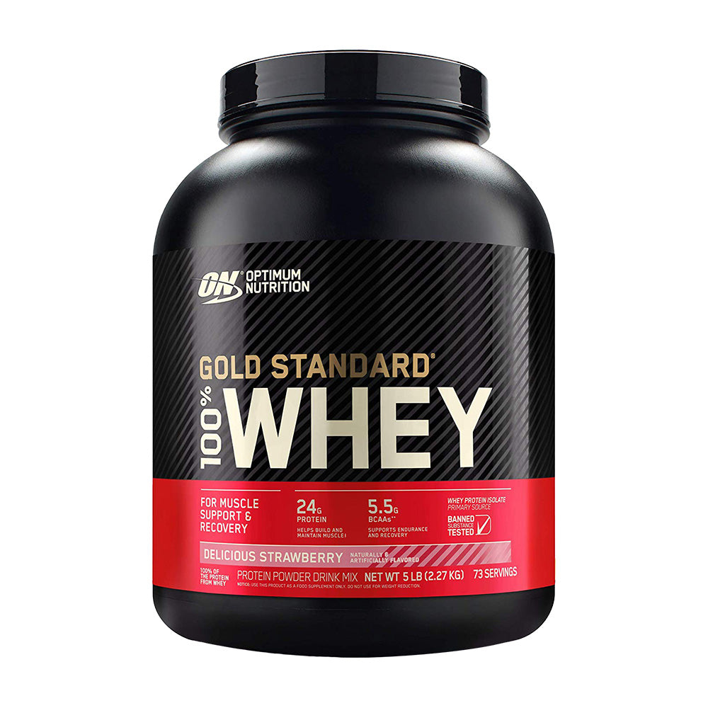 Optimum Nutrition ゴールドスタンダード 100% ホエイプロテイン パウダー ドリンクミックス デリシャスストロベリー 73食分、2.27kg