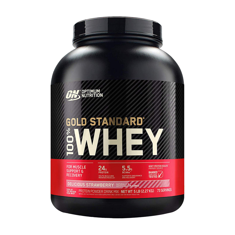Optimum Nutrition ゴールドスタンダード 100% ホエイプロテイン パウダー ドリンクミックス デリシャスストロベリー 73食分、2.27kg