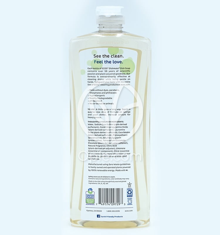 アースフレンドリー_エコディッシュメイトキッチン洗剤バンブー＆レモン、739ml — 후면