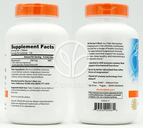 닥터스베스트_고흡수 마그네슘 리시네이트 글리시네이트 200mg, 240정
