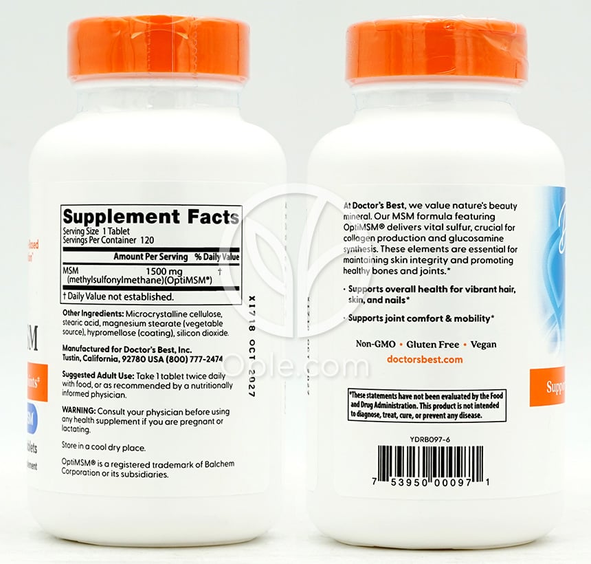 ドクターズベスト_MSM 1500mg、120錠 — 후면