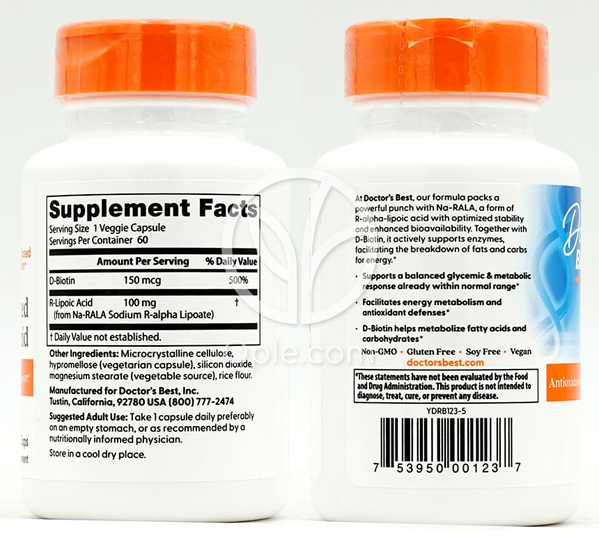 닥터스베스트_R-리포산 100mg, 60 베지캡슐 — 후면