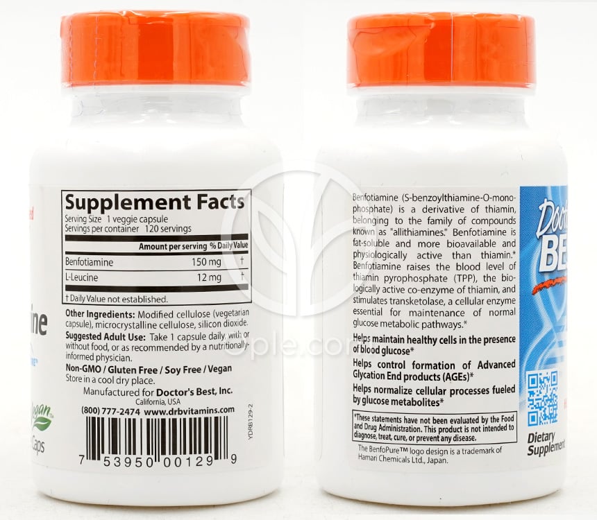 ドクターズベスト_ベンフォチアミン 150mg、120ベジカプセル — 후면