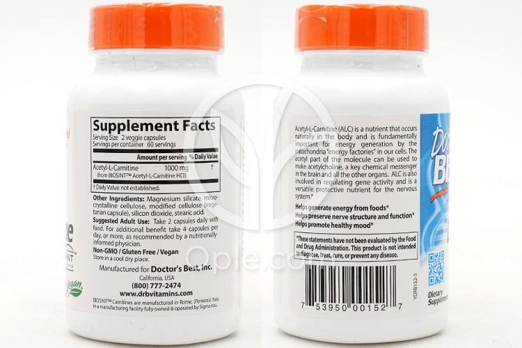 닥터스베스트_아세틸-L-카르니틴 500mg, 120 베지캡슐 — 후면