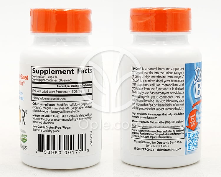 닥터스베스트_에피코르 하이 메타볼라이트 이뮤전 500mg, 60 베지캡슐 — 후면