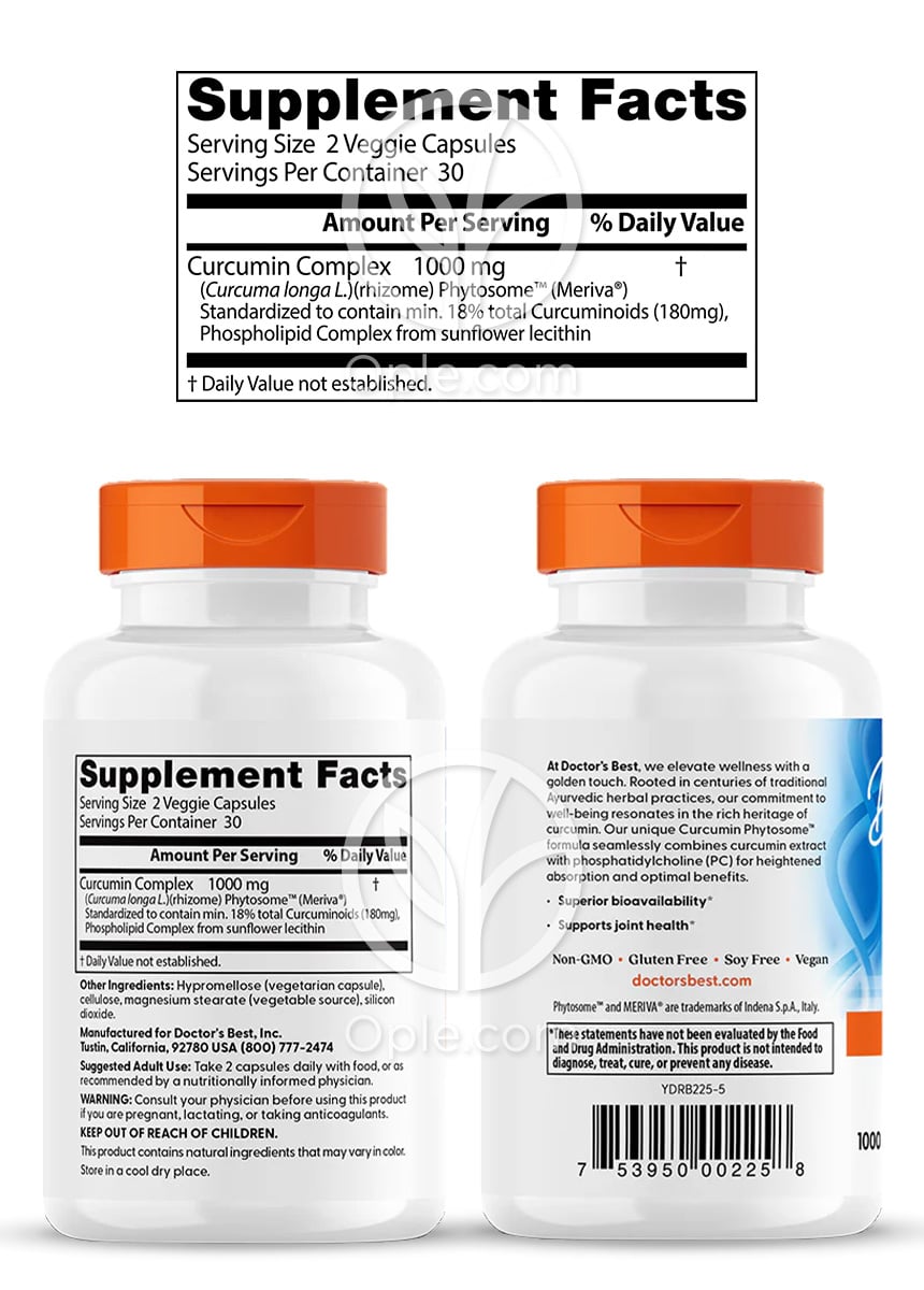 ドクターズベスト クルクミン フィトソーム ウィズ メリバ 500mg、60ベジカプセル — 후면