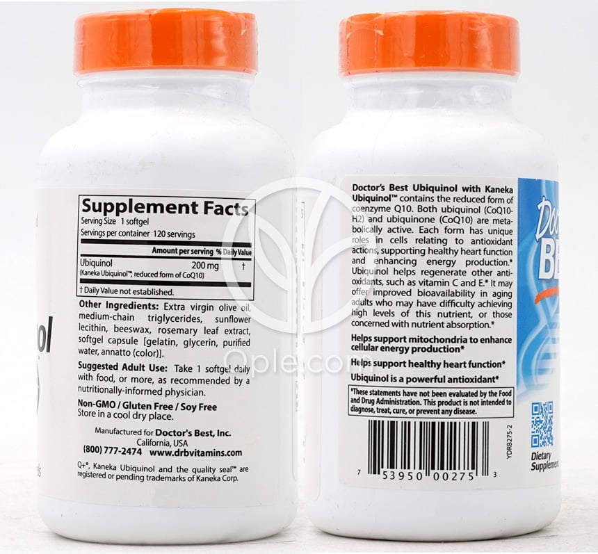 ドクターズベスト_カネカ還元型コエンザイムQ10 (ユビキノール) 200mg、120ソフトジェル — 후면