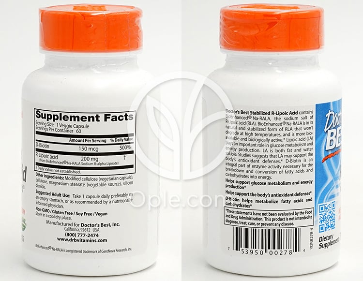 ドクターズベスト_R-リポ酸、BioEnhanced NA-RALA配合、60植物性カプセル — 후면