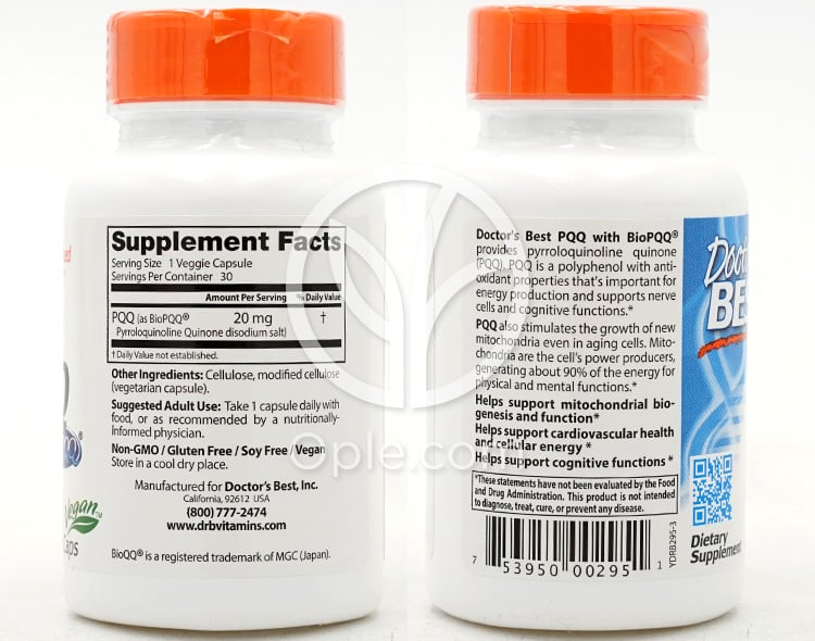 Doctor's Best_PQQ with BioPQQ 20mg, 30ベジカプセル — 후면