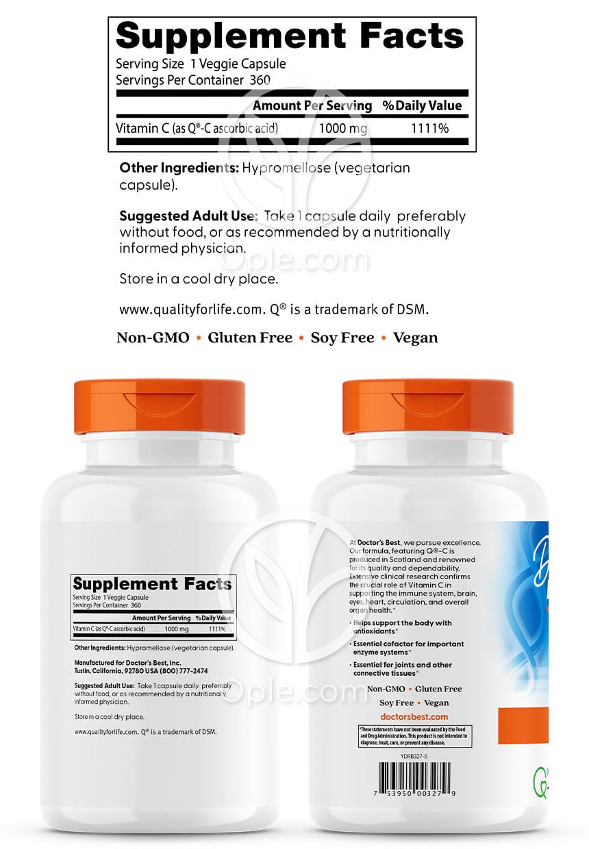 ドクターズベスト_ビタミンC 1000mg、360ベジカプセル — 후면