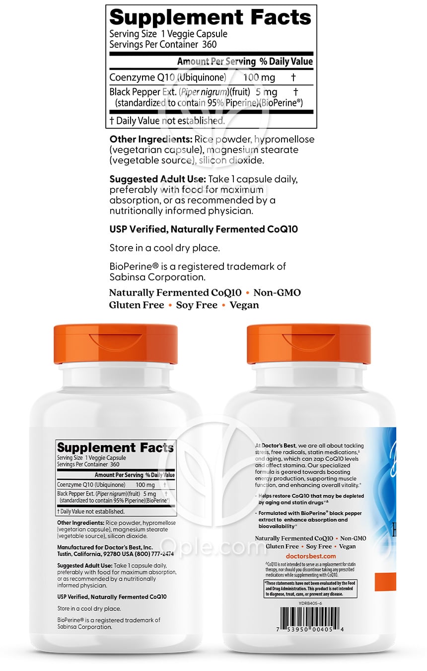 ドクターズベスト_高吸収コエンザイムQ10 100mg、360ベジカプセル — 후면