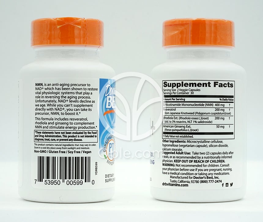 ドクターズベスト NMN+(ニコチンアミドモノヌクレオチド) 400mg 60植物性カプセル — 후면