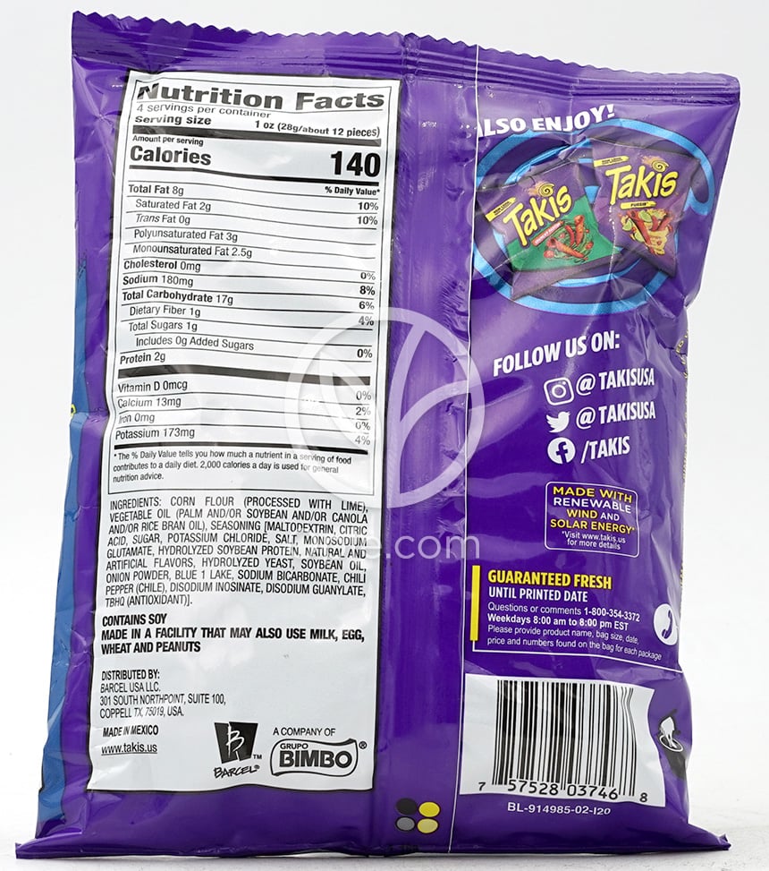 Takis Hot Chili Pepper Tortilla Chips Blue Heat,  4 oz — 후면