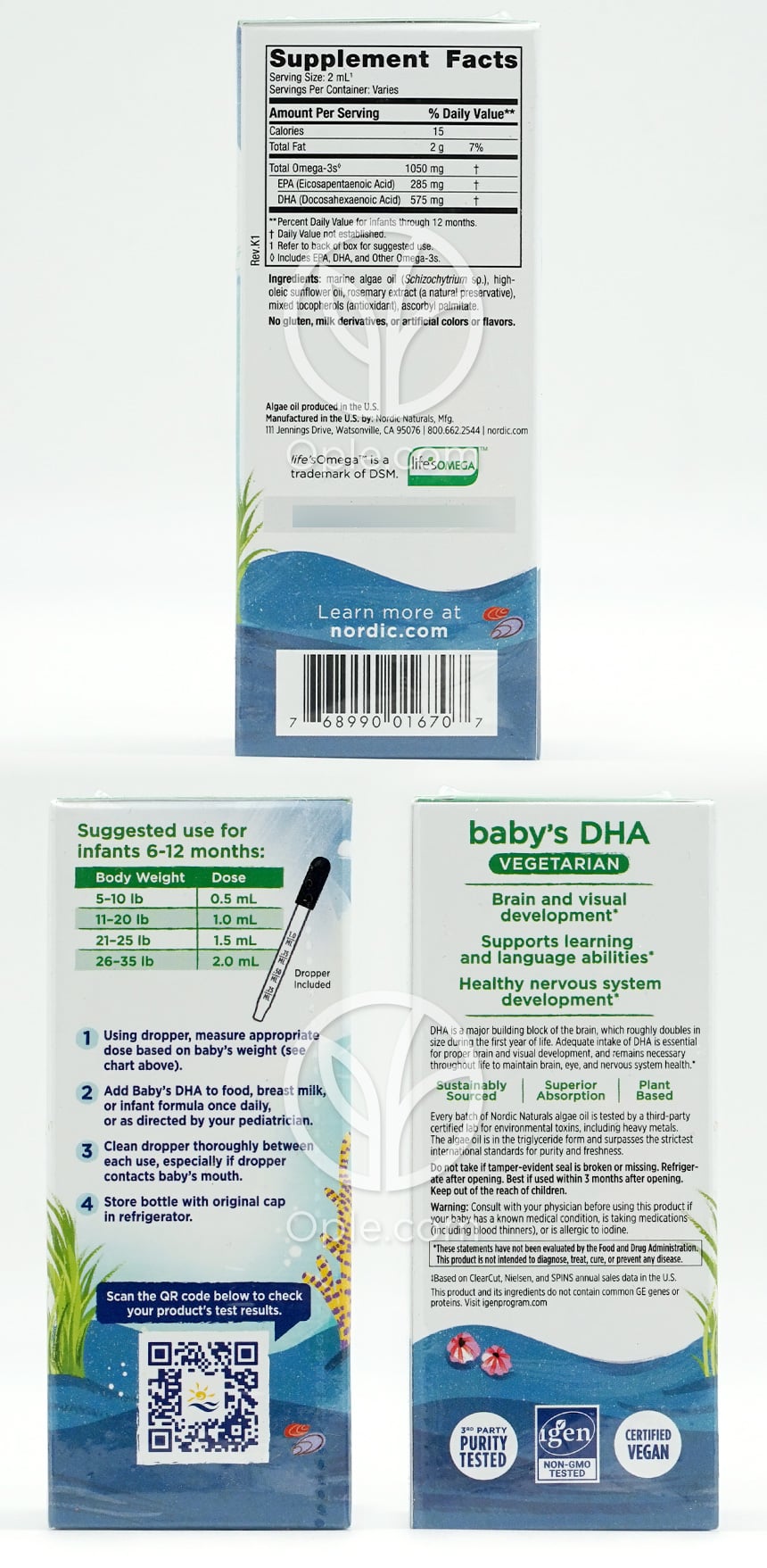 ノルディックナチュラルズ_ベビーDHAベジタリアン 1050mg DHA 575/ EPA 285, 30ml — 후면