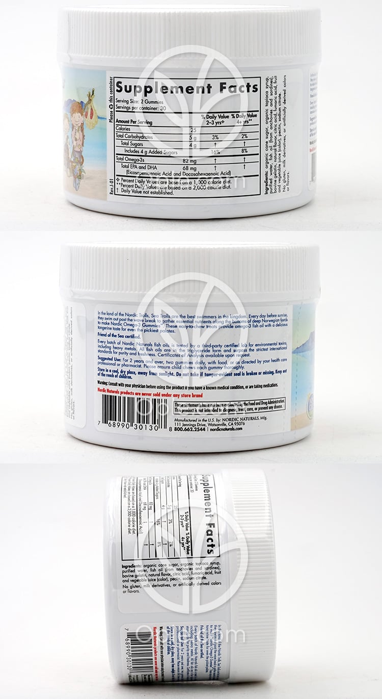 ノルディックナチュラルズ_ノルディックオメガ-3グミ 82mg EPA/DHA 68、タンジェリン味、60グミ — 후면