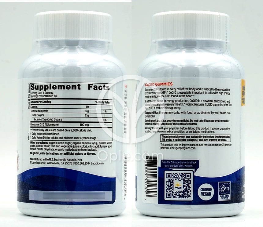 노르딕내추럴스_코엔자임Q10구미 100mg 딸기 맛, 60구미 — 후면