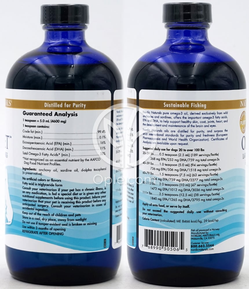 노르딕내추럴스_오메가-3 펫 대형 브리드 도그&멀티 도그 하우스홀드, 473ml — 후면