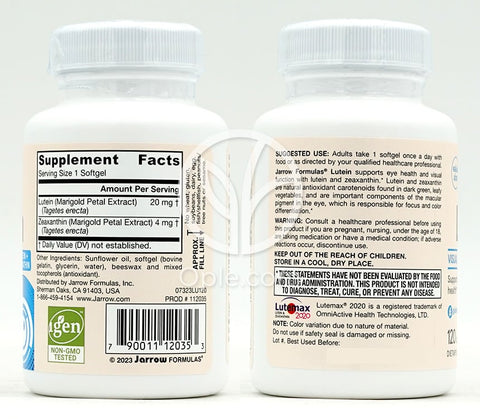 Jarrow Formulas ルテイン 20mg、120ソフトジェル