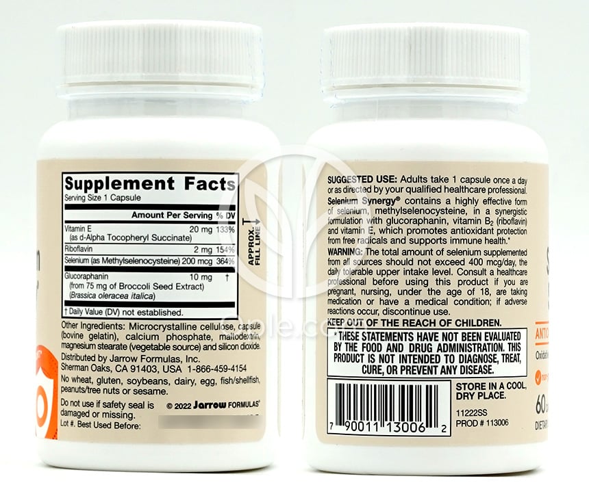 Jarrow Formulas_グルコラファニンセレニウムシナジー、60カプセル — 후면