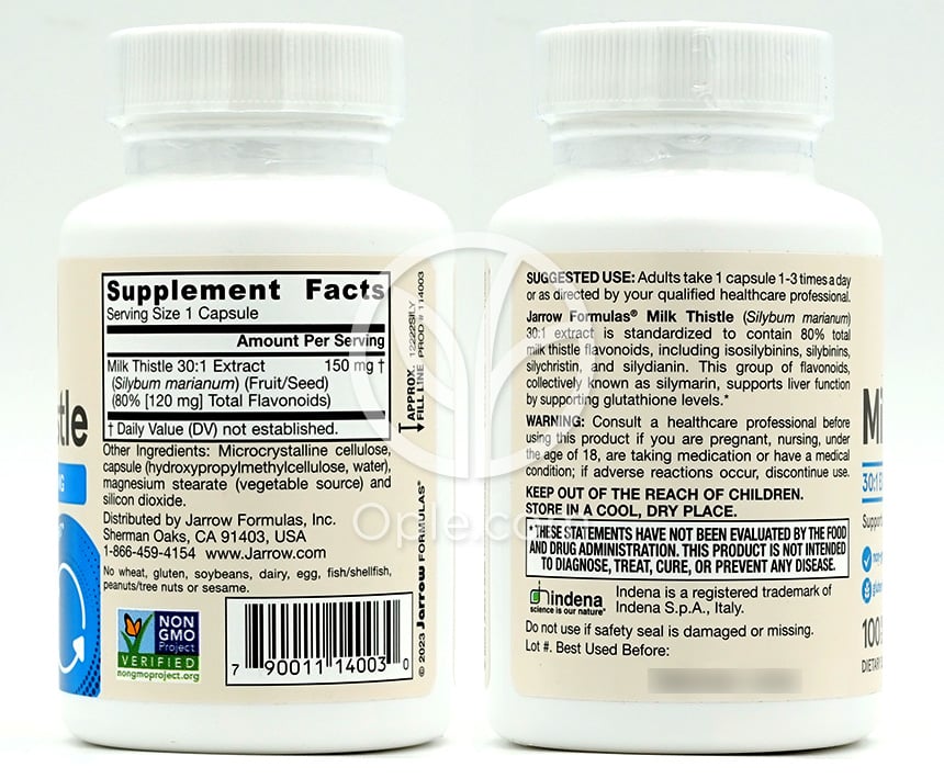Jarrow Formulas_ビーガンミルクシスル 150mg、100植物性カプセル — 후면