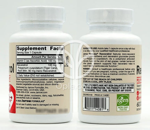 Jarrow Formulas_ビーガン レスベラトロール、ベジカプセル60粒