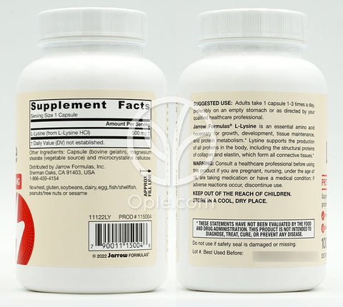 ジャローフォーミュラズ_L-リジン 500mg、100カプセル