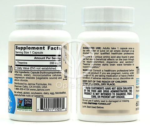 Jarrow Formulas_ビーガン テアニン 200mg、60ベジカプセル