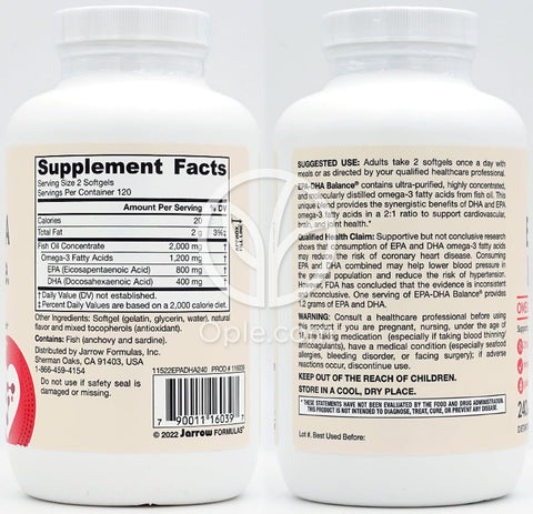 Jarrow Formulas_EPA-DHAバランス、240ソフトジェル
