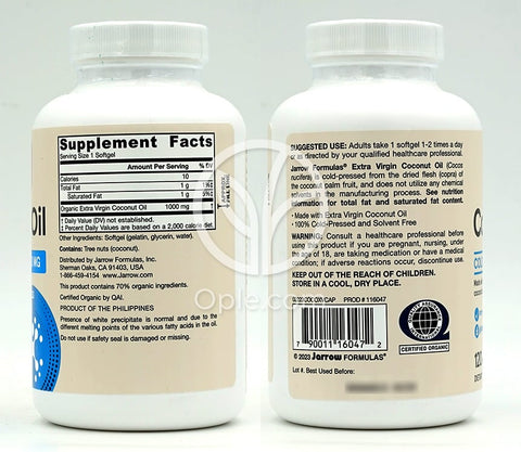 자로우포뮬러스_엑스트라 버진 코코넛 오일 1000mg, 120 소프트젤