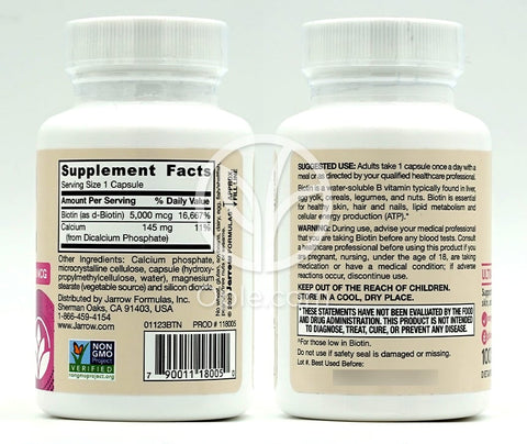 자로우포뮬러스_비건 비오틴 5000mcg, 100 베지캡슐