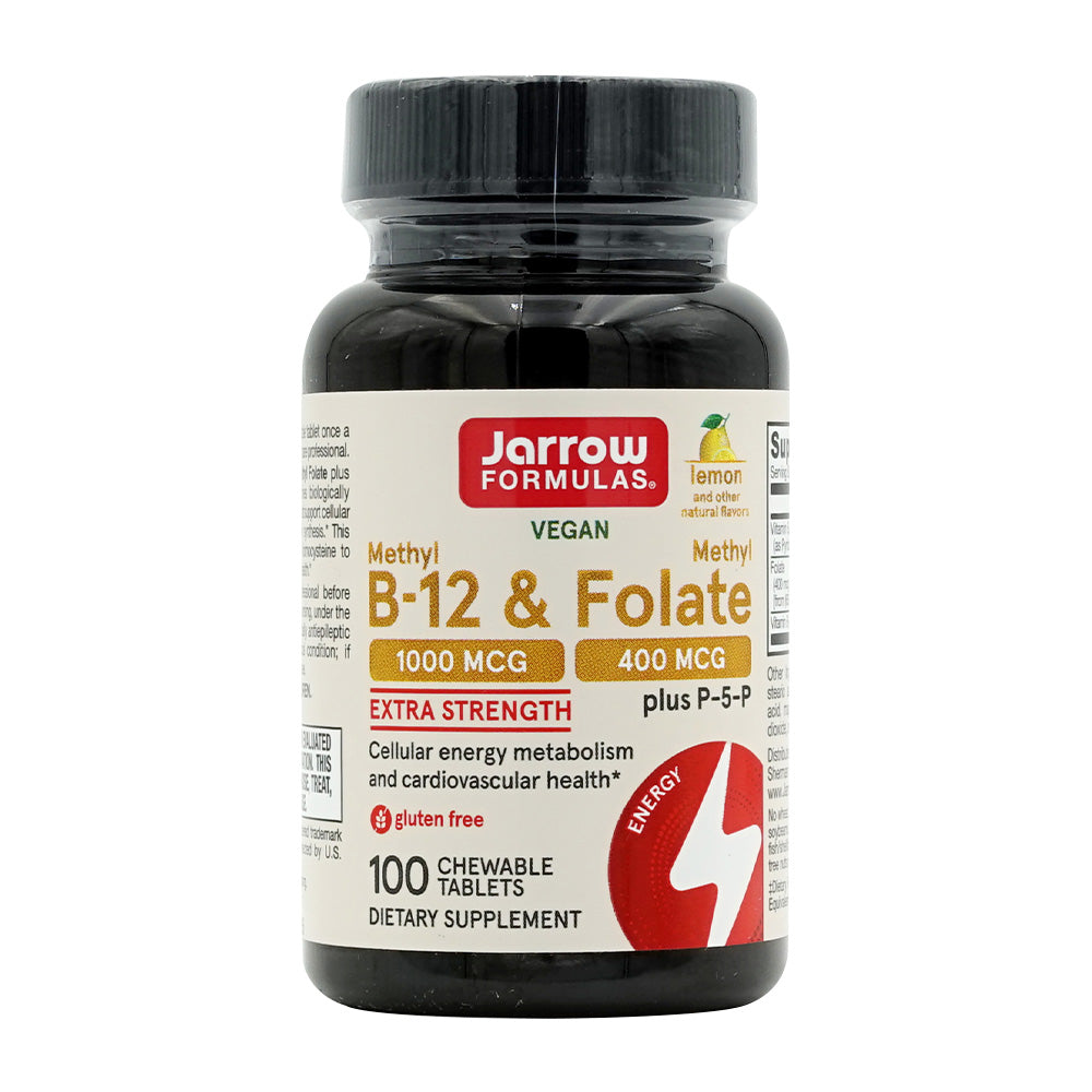 Jarrow Formulas_ビーガン メチル B-12 & メチル葉酸 プラス P-5-P レモン、100チュアブルタブレット