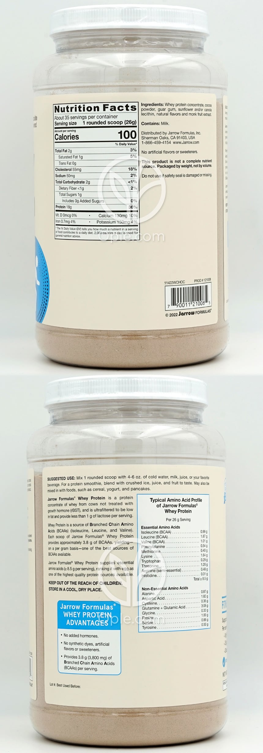 Jarrow Formulas ホエイプロテインパウダー チョコレート味、908g — 후면