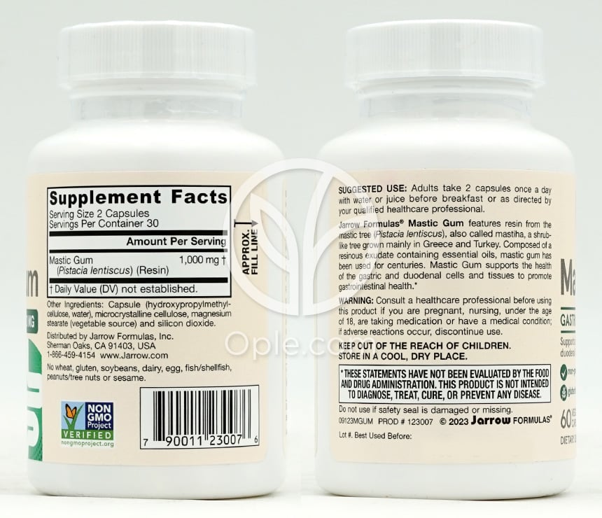 ジャローフォーミュラ_ビーガンマスティックガム1000mg、60ベジカプセル — 후면