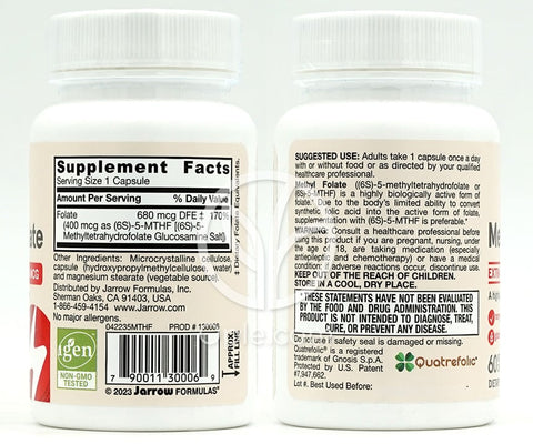 자로우포뮬러스_비건 메틸 엽산 400mcg, 60 베지캡슐