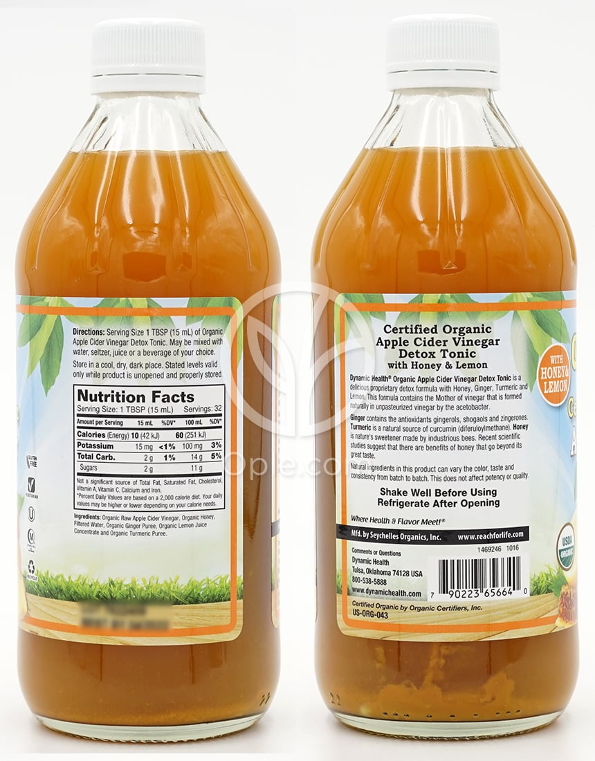 다이나믹헬스_애플 사이다 비니거 디톡스 토닉, 473ml — 후면