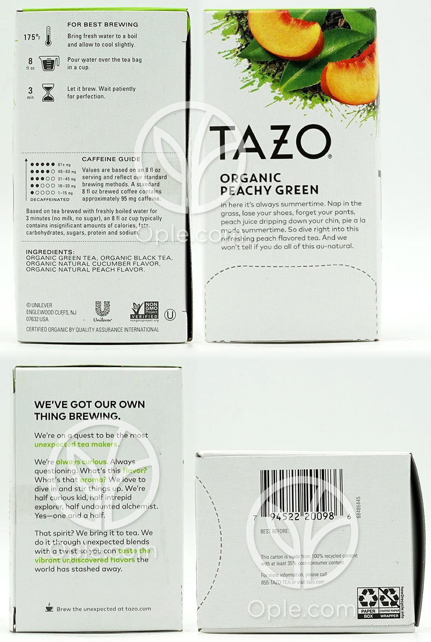 Peachy Green Tea,  20 Tea Bags — 후면