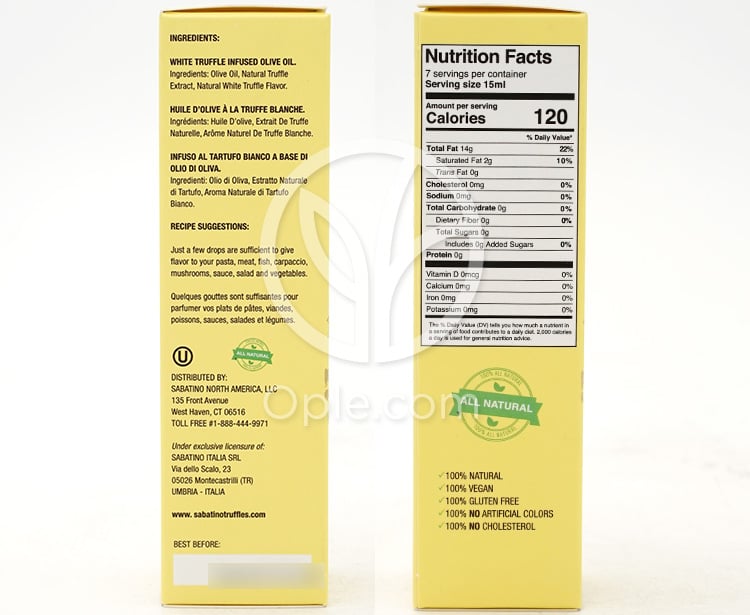 사바티노타_올 내추럴 화이트 트러플 인퓨즈드 오일, 100ml — 후면