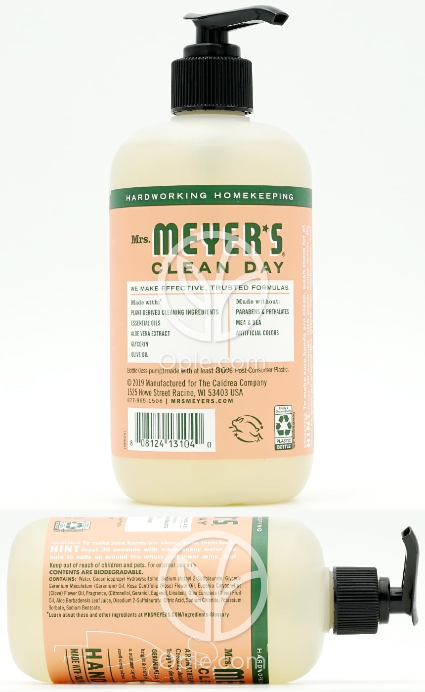미세스메이어스_리퀴드 핸드 솝 제라늄 향, 370ml — 후면