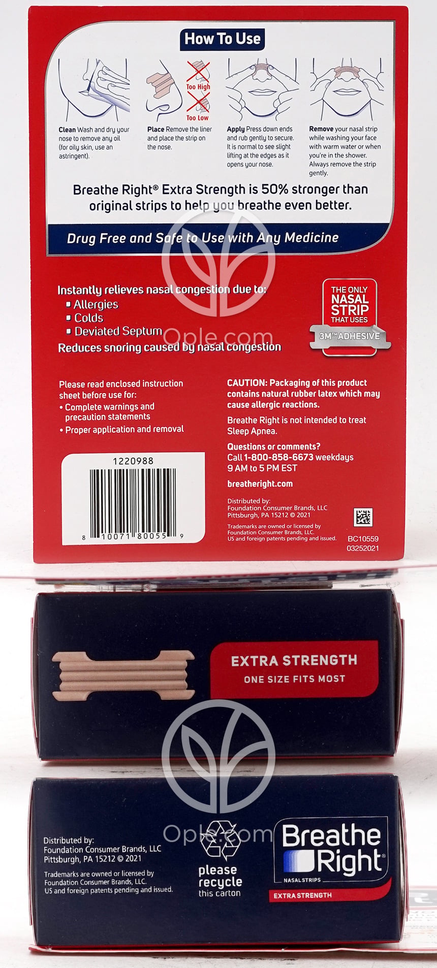Extra Strength Tan Nasal Strips Drug Free、72個 — 후면