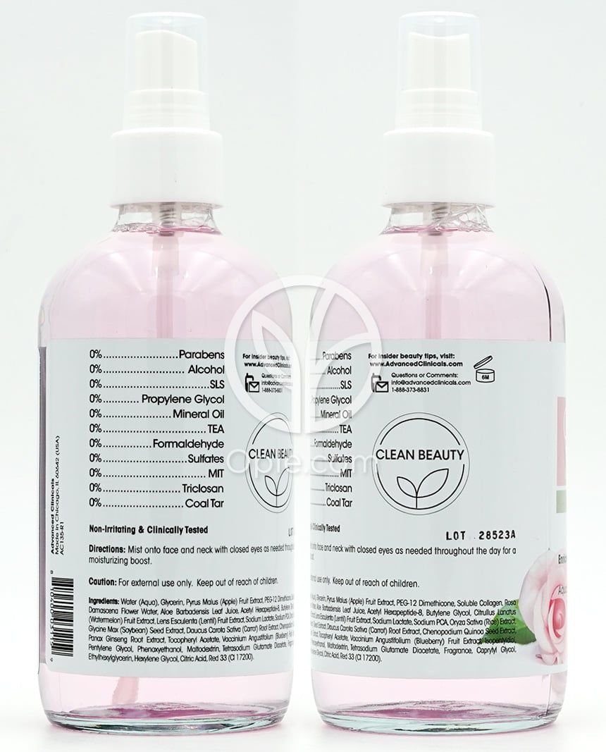アドバンストクリニカルズ_コラーゲン+ローズウォーターフェイシャルミスト、237ml — 후면