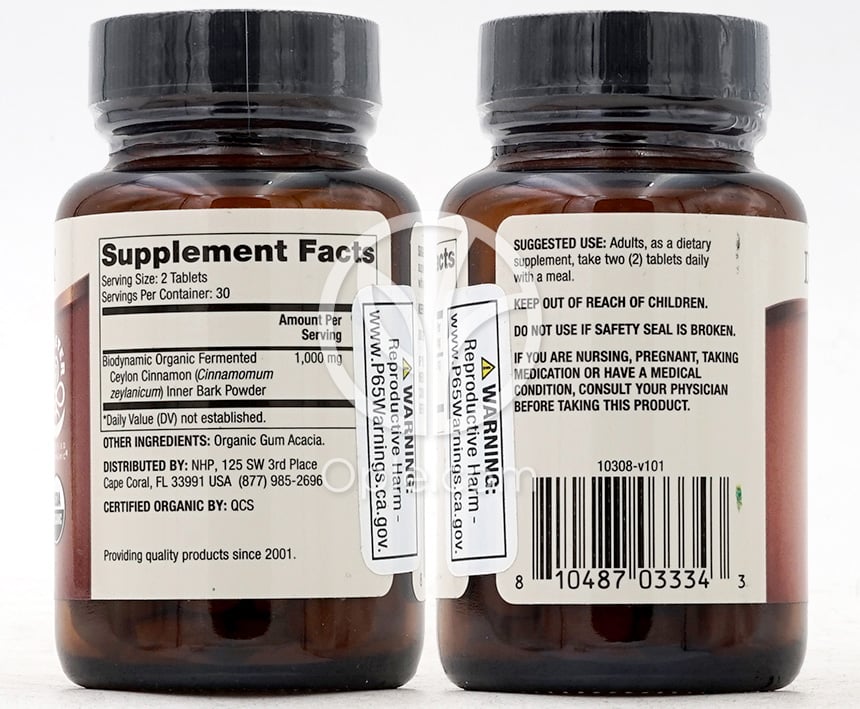 ドクターマーコラ_バイオダイナミック オーガニック発酵シナモン 1000mg、60タブレット — 후면