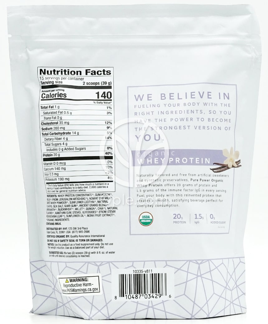 닥터머콜라_퓨어 파우더 웨이 프로틴 바닐라, 585g — 후면