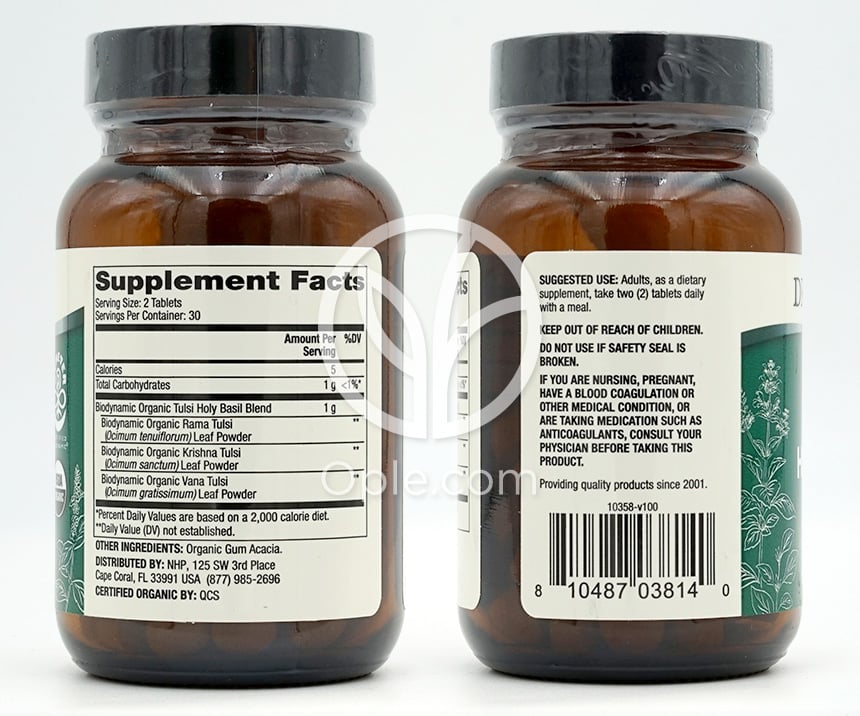 ドクターメルコラ_バイオダイナミックオーガニックトゥルシーホーリーバジル、60タブレット — 후면