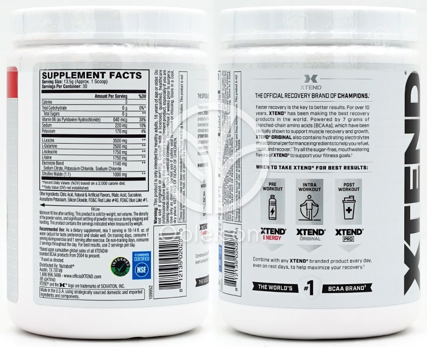 KOREA Xtend The Original BCAA Knockout Fruit Punch 30食分、14.3オンス — 후면