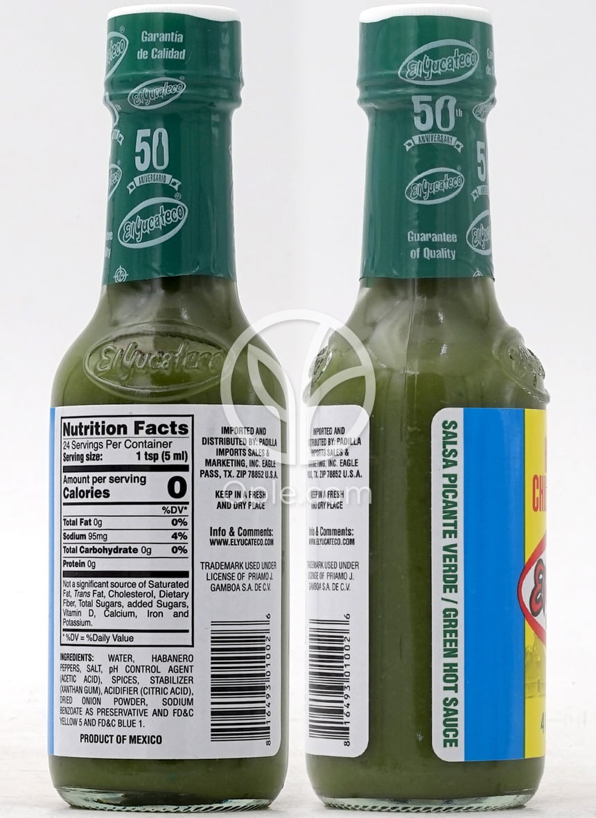 엘유카테코_그린 칠리 하바네로 핫 소스, 120ml — 후면