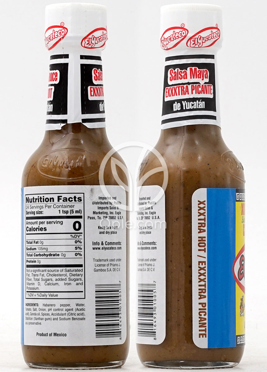 엘유카테코_엑스트라 핫 칠리 하바네로 핫 소스, 120ml — 후면