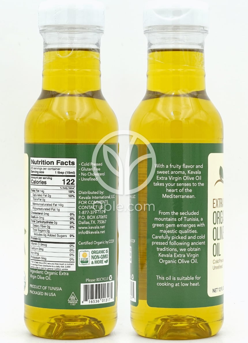 Extra Virgin Organic Olive Oil Cold Pressed,  12 fl oz — 후면