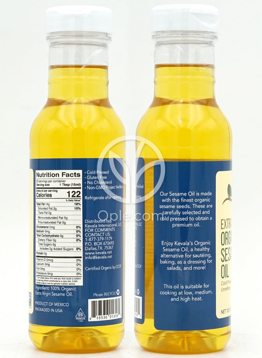Cooking & Beauty Extra Virgin Organic Sesame Oil,  12 fl oz — 후면